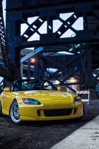 Preview wallpaper honda s2000, honda, car, yellow, front view