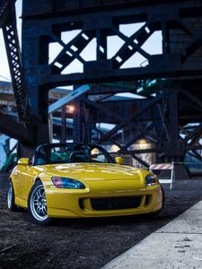 Preview wallpaper honda s2000, honda, car, yellow, front view