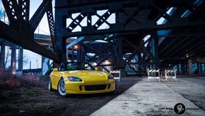 Preview wallpaper honda s2000, honda, car, yellow, front view