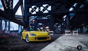 Preview wallpaper honda s2000, honda, car, yellow, front view