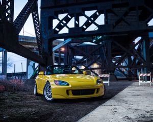 Preview wallpaper honda s2000, honda, car, yellow, front view