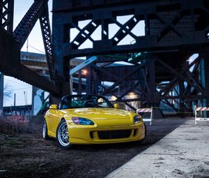 Preview wallpaper honda s2000, honda, car, yellow, front view