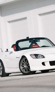 Preview wallpaper honda s2000, honda, car, white, front view, wheel