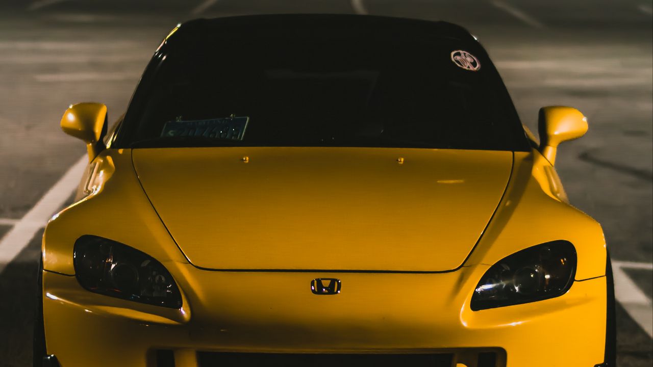 Wallpaper honda s2000, honda, yellow, front view, car