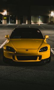 Preview wallpaper honda s2000, honda, yellow, front view, car