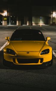 Preview wallpaper honda s2000, honda, yellow, front view, car