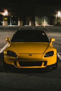 Preview wallpaper honda s2000, honda, yellow, front view, car