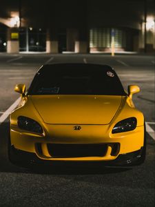 Preview wallpaper honda s2000, honda, yellow, front view, car