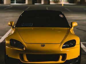 Preview wallpaper honda s2000, honda, yellow, front view, car