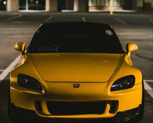 Preview wallpaper honda s2000, honda, yellow, front view, car