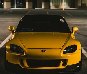 Preview wallpaper honda s2000, honda, yellow, front view, car