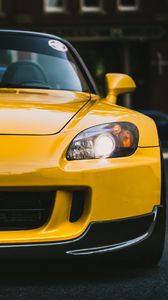 Preview wallpaper honda s2000, yellow, front view, headlights