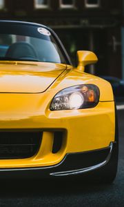 Preview wallpaper honda s2000, yellow, front view, headlights