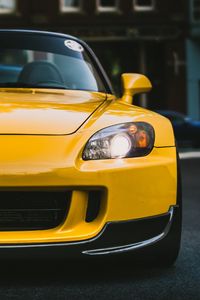 Preview wallpaper honda s2000, yellow, front view, headlights