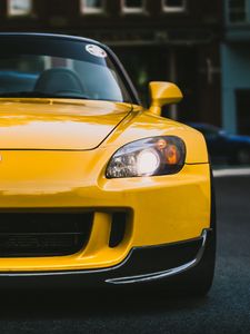 Preview wallpaper honda s2000, yellow, front view, headlights