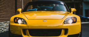 Preview wallpaper honda s2000, yellow, front view, headlights