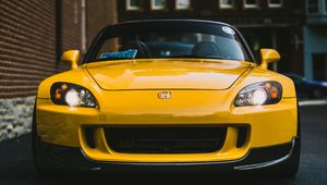 Preview wallpaper honda s2000, yellow, front view, headlights