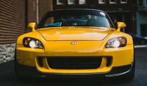 Preview wallpaper honda s2000, yellow, front view, headlights