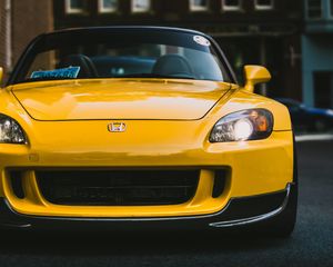 Preview wallpaper honda s2000, yellow, front view, headlights