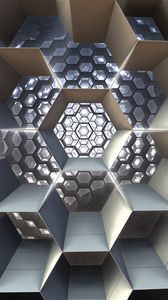 Preview wallpaper honeycomb, cell, structure, 3d, fractal