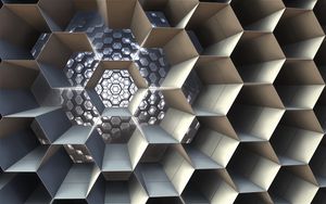 Preview wallpaper honeycomb, cell, structure, 3d, fractal