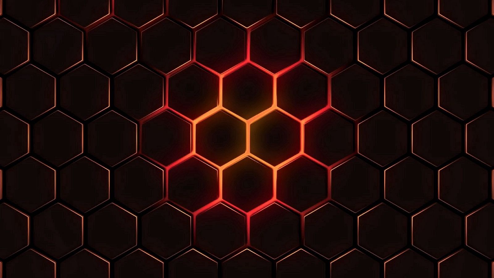 Download wallpaper 1600x900 hexagons, cells, texture, glow, dark ...
