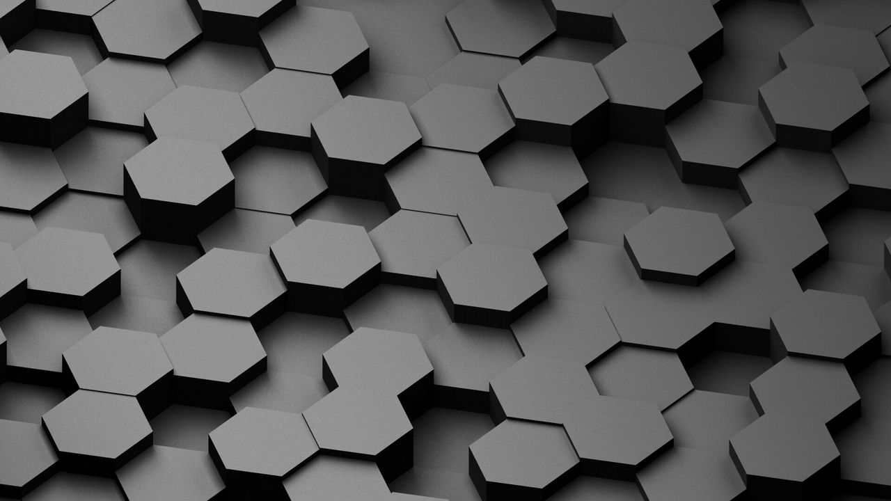 Wallpaper honeycomb, gray, volume