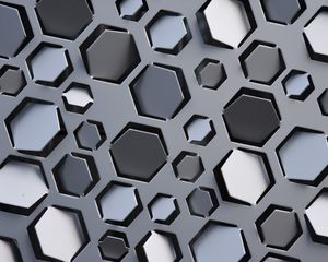 Preview wallpaper honeycomb, hexagons, surface, metallic, gray