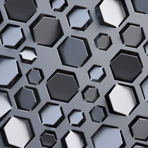 Preview wallpaper honeycomb, hexagons, surface, metallic, gray