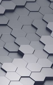 Preview wallpaper honeycomb, volume, gray, convex