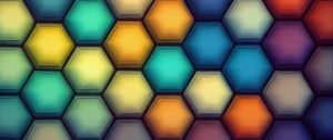 Preview wallpaper honeycombs, hexagons, abstraction, gradient, multicolored
