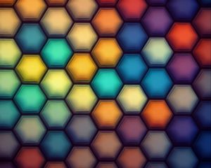 Preview wallpaper honeycombs, hexagons, abstraction, gradient, multicolored