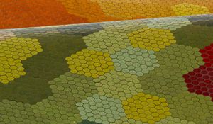 Preview wallpaper honeycombs, hexagons, shapes, green, orange