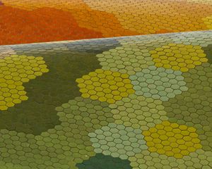 Preview wallpaper honeycombs, hexagons, shapes, green, orange