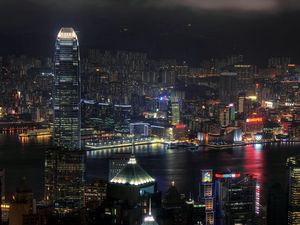 Preview wallpaper hong kong, china, skyscrapers, night, city