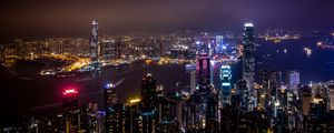 Preview wallpaper hong kong, china, skyscrapers, night city, city lights