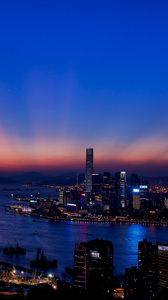Preview wallpaper hong kong, night city, skyscrapers