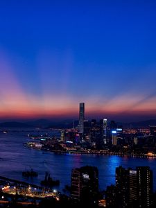 Preview wallpaper hong kong, night city, skyscrapers