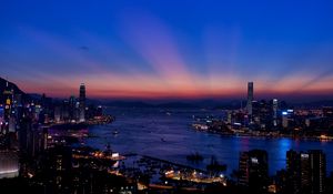 Preview wallpaper hong kong, night city, skyscrapers