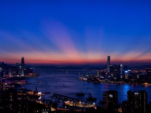 Preview wallpaper hong kong, night city, skyscrapers