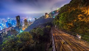 Preview wallpaper hong kong, night, hill, skyscrapers