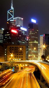 Preview wallpaper hong kong, road, light, night, building