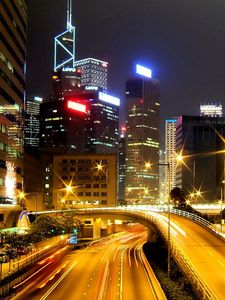 Preview wallpaper hong kong, road, light, night, building