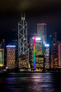 Preview wallpaper hong kong, skyscrapers, night, shore