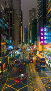 Preview wallpaper hong kong, street, cars, road, city, lights