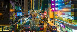 Preview wallpaper hong kong, street, cars, road, city, lights