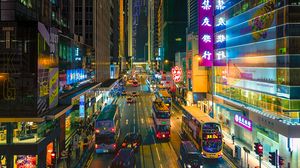 Preview wallpaper hong kong, street, cars, road, city, lights