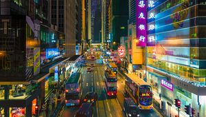 Preview wallpaper hong kong, street, cars, road, city, lights