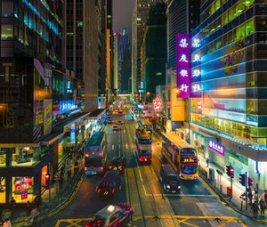 Preview wallpaper hong kong, street, cars, road, city, lights