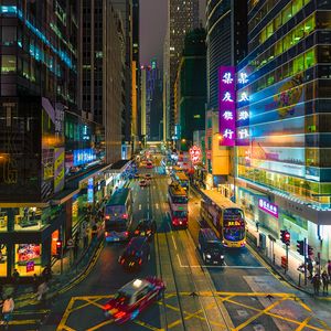 Preview wallpaper hong kong, street, cars, road, city, lights